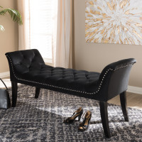 Baxton Studio WS-5809-Black-Bench Chandelle Luxe and Contemporary Black Velvet Upholstered Bench